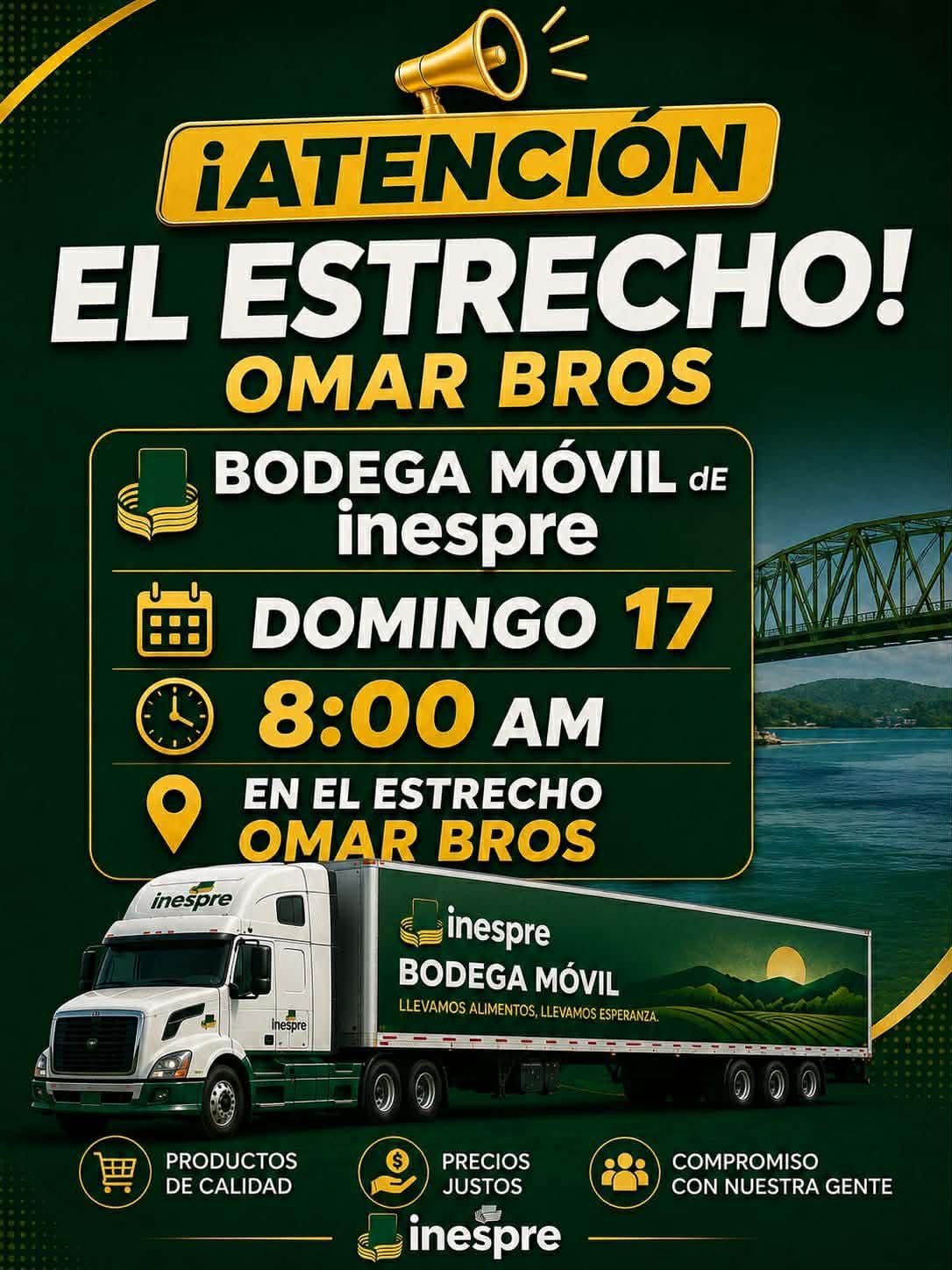 ESTE DOMINGO LLEGA LA BODEGA MÓVIL DE INESPRE A EL ESTRECHO